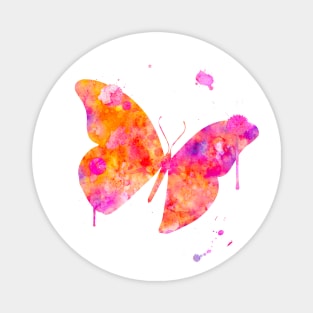 Orange Pink Butterfly Watercolor Painting Magnet